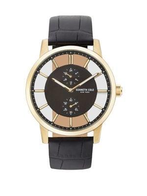 Kenneth Cole Transparency Stainless Steel & Leather-strap Watch