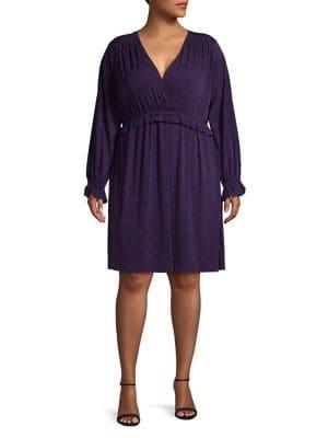 Michael Michael Kors Plus Long-sleeve V-neck Dress