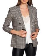 1.state Ruched-sleeve Checked Blazer