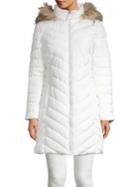 Kenneth Cole New York Chevron Quilted Faux Fur Trimmed Jacket