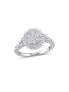 Sonatina 14k White Gold & 1 Tcw Diamond Cluster Vintage Halo Engagement Ring