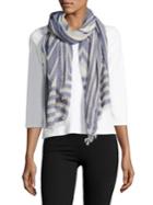 Lord & Taylor Geometric-printed Cotton-blend Scarf