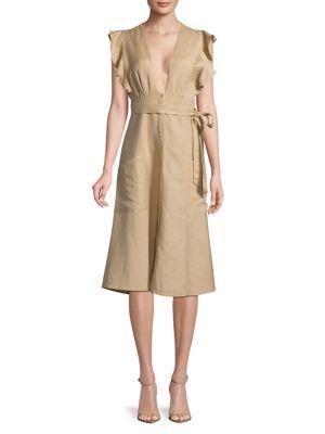 Astr The Label Ruffled-shoulder Shirtdress