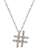 Lord & Taylor 14k White Gold Diamond Hashtag Necklace