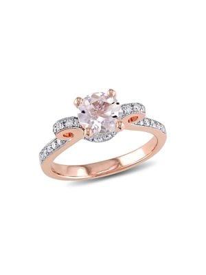 Sonatina 14k Rose Gold, Morganite & Diamond Ribbon Engagement Ring