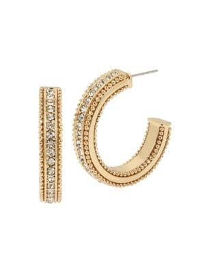Bcbgeneration Beachcomber Goldtone & Crystal C-hoop Earrings