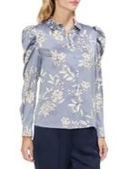 Vince Camuto Sapphire Sheer Floral Puff Shoulder Blouse