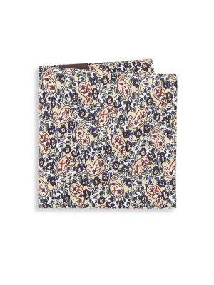 Black Brown Paisley Cotton Pocket Square
