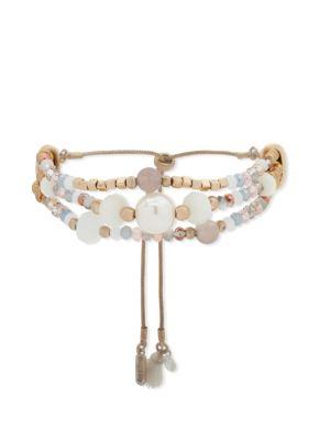 Lonna & Lilly Faux Pearl And Crystal Slider Bracelet