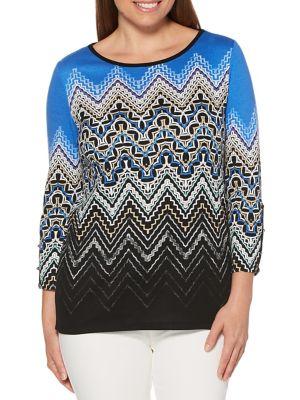 Rafaella Petite Pattern Three Quarter Sleeve Top