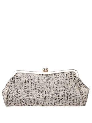 Nina Metallic Tweed Frame Clutch