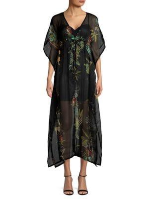 Bcbgmaxazria Palm Printed Tie-front Kimono