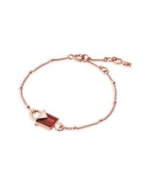 Michael Kors Garnet Quartz And Sterling Silver Mercer Padlock Bracelet