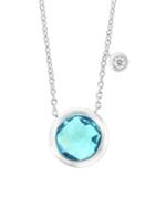 Effy 14k White Gold, Blue Topaz & Diamond Pendant Necklace