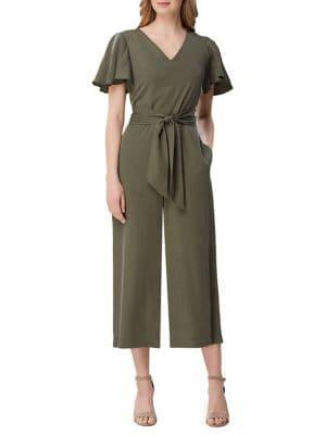Tahari Arthur S. Levine Flutter-sleeve Cropped Jumpsuit