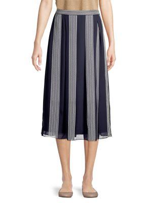 Anne Klein Striped Pleated Maxi Skirt