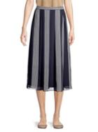 Anne Klein Striped Pleated Maxi Skirt