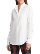 Lauren Ralph Lauren Straight-fit Ruffle-trim Broadcloth Shirt