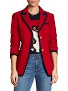 Brooks Brothers Red Fleece Wool-blend Trimmed Blazer