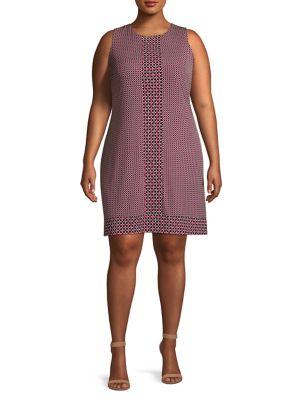 Michael Kors Plus Tile Dot Sleeveless Shift Dress