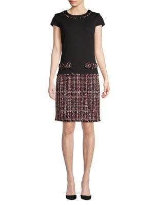 Karl Lagerfeld Paris Ponte Tweed Dress