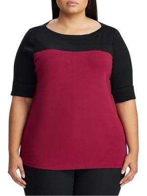 Lauren Ralph Lauren Plus Slim-fit Colorblock Top