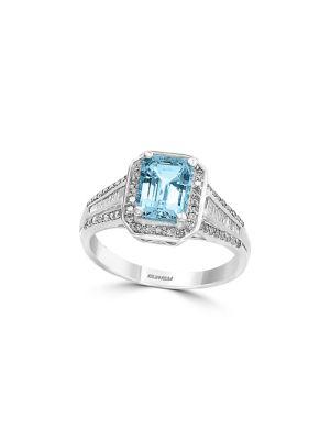 Effy 14k White Gold, Aquamarine & Diamond Statement Ring