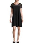 Vince Camuto Short Sleeve Sheer Yoke Dress