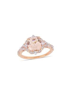 Sonatina 14k Rose Gold, Morganite, White Sapphire And Diamond-accent Vintage Ring
