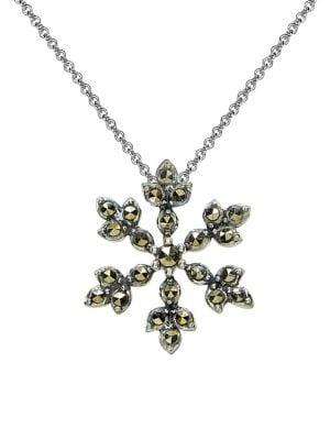 Lord & Taylor Sterling Silver & Marcasite Pendant Necklace