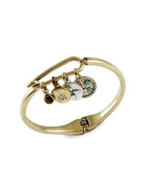 Lucky Brand Boxed Goldtone Hinged Hook Charm Cuff