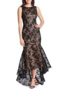 Eliza J Floral Embroidered Mesh Trumpet Gown