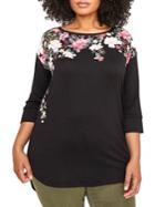 Addition Elle Michel Studio Plus Floral Printed Drop-shoulder Top