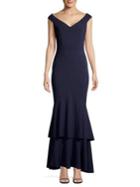 Quiz Ruffled-hem V-neck Gown