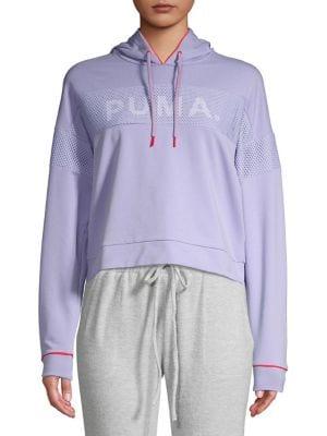 Puma Mesh-paneled Cotton Blend Drawstring Hoodie