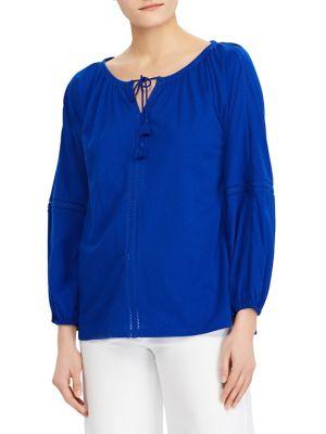 Lauren Ralph Lauren Petite Crinkled Cotton Top