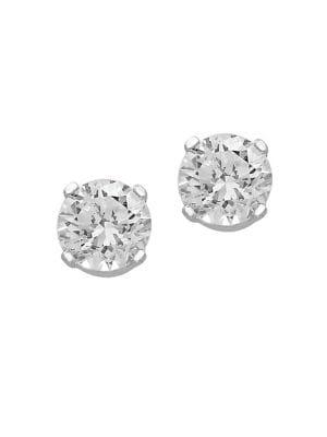 Effy 14k White Gold And Diamond Stud Earrings