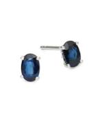 Lord & Taylor 14k White Gold And Sapphire Stud Earrings