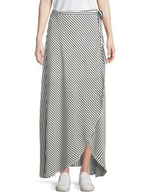 Design Lab Striped Tie-front Wrap Skirt