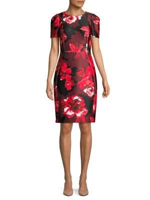 Calvin Klein Floral Short-sleeve Sheath Dress