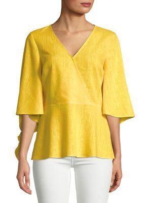 H Halston Bell-sleeve Surplice Blouse