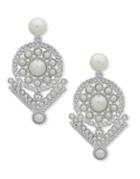 Givenchy Crystal, Faux Pearl And Silvertone Drop Earrings