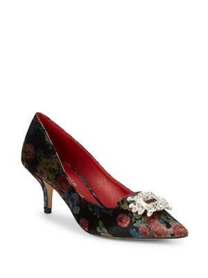 Kurt Geiger London Pia Embellished Floral Velvet Pumps