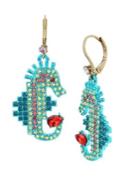 Betsey Johnson Sealife Crystal Seahorse Drop Earrings