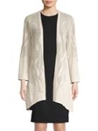Joseph A Leaf Stitch Pointelle Cotton Blend Cardigan