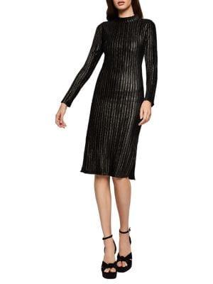 Bcbgeneration Metallic Pleated Velvet Sheath Dress