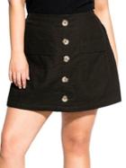 City Chic Plus Wild Buttons Linen And Cotton Blend Skort