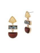 Kenneth Cole New York Rough Luxe Geometric Mixed Stone Triple Drop Earrings