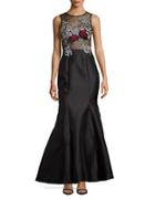 Xscape Embroidered Trumpet Gown