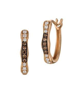 Le Vian Chocolatier? 14k Strawberry Gold? Hoop Earrings With Chocolate And Vanilla Diamonds?